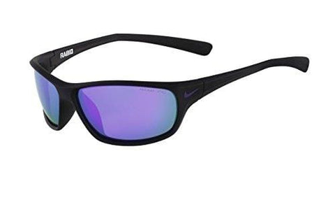 Nike Grey with Mild Violet Flash Lens Rabid R Sunglasses, Matte Black/Electric Purple