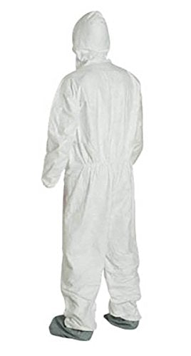 DuPont Tyvek 400 TY122S Individually Packed Disposable Protective Coverall with Elastic Cuffs, Attached Hood and Boots for PPE Vending Machines, White, 2X-Large