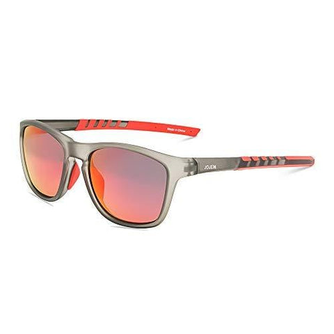 JOJEN Polarized Sports Sunglasses for Men Women Baseball Running Cycling Fishing Golf Tr90 Ultralight Frame JE001(Grey Frame Red Revo Lens) [product _type] JOJEN - Ultra Pickleball - The Pickleball Paddle MegaStore