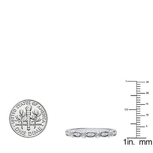 Dazzlingrock Collection 0.15 Carat (ctw) Sterling Silver Round White Diamond Ladies Anniversary Wedding Band, Size 8