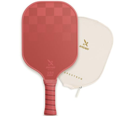 IVECADE Pickleball Paddle USAPA Approved Carbon Fiber Surface Honeycomb Core Single Pickle Ball Rackets Gift with Cover for Women and Men Red