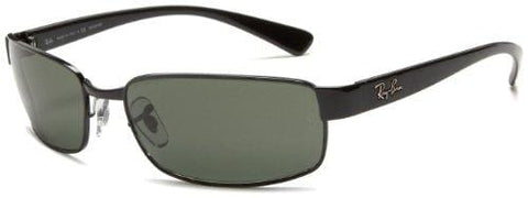 Ray-Ban Men's Rb3364 Polarized Rectangular Sunglasses, Black, 61.7 mm