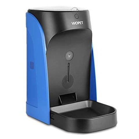 WOpet Automatic Pet Feeder Stainless Steel Bowl with Portion Control,Dog and Cat Feeder with Voice Recorder & Speaker-Timer Programmer up to 4 Meals a Day (Blue)