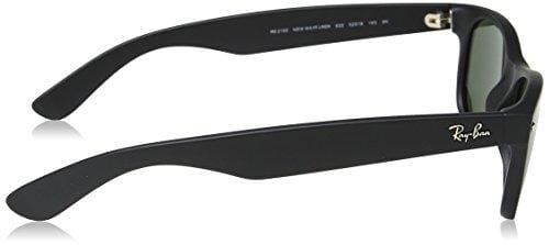 RAY-BAN New Unisex, 100% UV Protection, Polarized Wayfarer, Reduce Eye Strain, Lightweight Plastic, Glass Lenses, 52 mm Frame, Black (622), 52mm