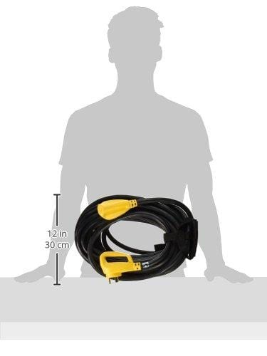 Camco Heavy Duty RV Auto Extension Cord with PowerGrip Handle, Includes Convenient Carrying Strap - 50ft (10 Gauge, 30 Amp) (55197)