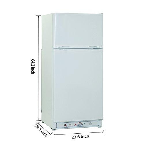 Smad Gas Refrigerator Freezer 110V/Propane Fridge Up Freezer, 9.3 Cu.Ft, White