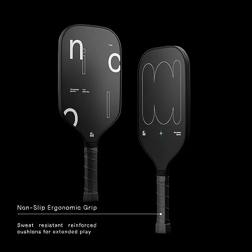 R-One Elongated Carbon Fiber Pickleball Paddle - 2023 Pickleball Racket with Long Handle - T700 Raw Carbon Fiber - Frosted Spin Surface - USAPA Approved by Nicol Pickleball (Design 1)