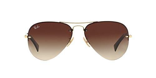 Ray-Ban RB3449 Aviator Sunglasses 59 mm (Gold Metal Frame/Brown Gradient Lens, Brown Gradient)