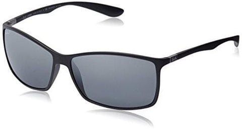 Ray-Ban RB4179 601S82 Polarized Rectangular Sunglasses, Matte Black/Polar Grey Mirror Silver Gradient, 62 mm