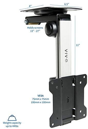 VIVO Manual Flip Down Ceiling Mount for 13" to 27" Flat Screens | Folding Tilt Pitched Roof & Under Cabinet Mounting for LCD TV and Monitors (MOUNT-M-FD27)