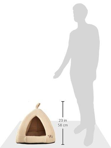 Best Pet Supplies Corduroy Tent Bed for Pets, Beige - Medium