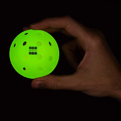 Shadow-Ball Pickleball Gift, Glow in The Dark Pickleballs, 4 Outdoor Pickleballs with Charging Flashlight and Batteries, for Those who Enjoy Pickleball