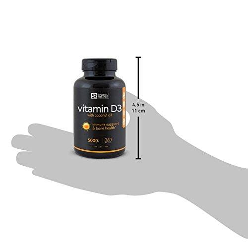 Vitamin D3 (5000iu/125mcg) Enhanced with Coconut Oil for Better Absorption ~ Non-GMO & Gluten Free (360 Mini Liquid Softgels)
