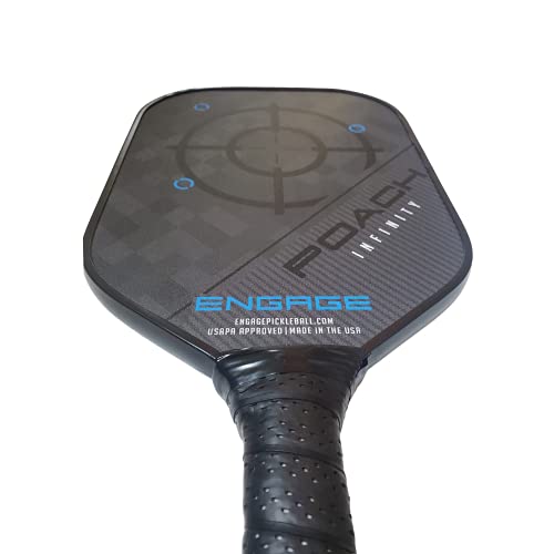 Engage Poach Infinity Second Generation Pickleball Paddle (Standard Weight 8.0 – 8.5 oz) & Onix 3-Pack Fuse G2 Pickleballs & Pickleball Tips Bundle Set – Racket for Control, Feel, Spin (Blue)