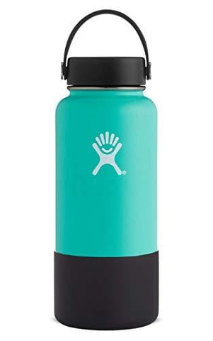 Hydro Flask Wide Mouth Stainless Steel Sports Water Bottle Matching BPA Free Flex Cap and Soft Silicone Flex Boot (Mint)