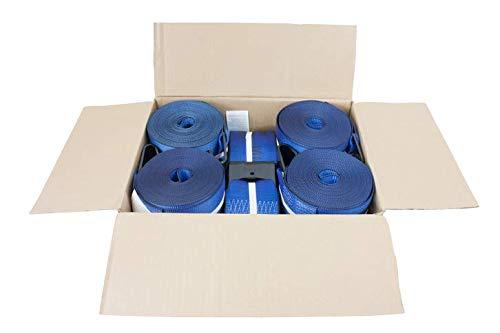 Mytee Products Kinedyne Winch Straps 4" x 30" Blue Heavy Duty Tie Down w/Flat Hooks WLL# 5400 lbs | 4 Inch Cargo Control for Flatbed Truck Utility Trailer (10 Pack)