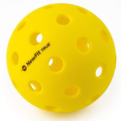 NewFit True Pickleball Balls | Premium Outdoor Pickleballs l Durable and Quiet Yellow Colored Outside Pickleballs | Pickleball Ball Bag Included (Yellow 12-Pack)