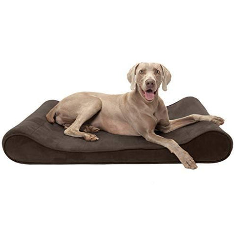 FurHaven Pet Dog Bed | Orthopedic Microvelvet Luxe Lounger Pet Bed for Dogs & Cats, Espresso, Jumbo