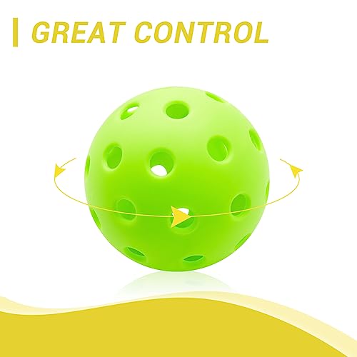 Wakefa Outdoor Pickleball Balls 24 Pack: 40 Holes Outdoor Pickle Balls Set with Nice Bounce High Visibility for Outdoor Courts Bright Green & Yellow Practice Pickleball