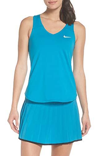 NIKE Women's Pure Tennis Tank Top (Neo Turq/White / Large)