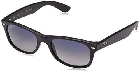 Ray-Ban Unisex New Wayfarer Polarized Sunglasses, Black/Polarized Blue/Grey Gradient, Blue Gradient Grey, 55mm