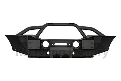 Restyling Factory-Rock Crawler Front Bumper With Fog Lights Hole & Built In Winch Plate Black Textured for 07-18 Jeep Wrangler JK