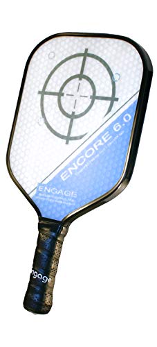 Engage Encore 6.0 Pickleball Paddle | USAPA Approved | Textured FiberTEK High Compression Fiberglass Face & ControlPRO II Polymer Core | LITE Weight 7.5-7.8 oz | Blue | 4 ⅜” Grip