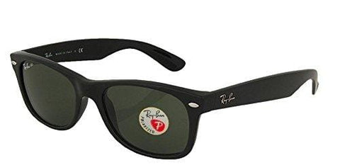 Ray-Ban RB2132 New Wayfarer Sunglasses Unisex 100% Authentic (Matte Black Frame Polarized Solid Lens, 52)