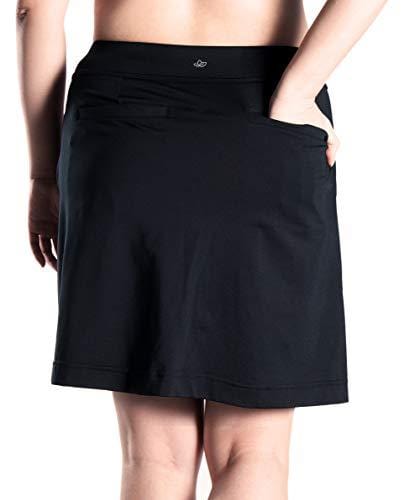 Yogipace Women's 4 Pockets 17" Long Tennis Running Skirt Athletic Golf Skort Anytime Casual Skort Black Size S