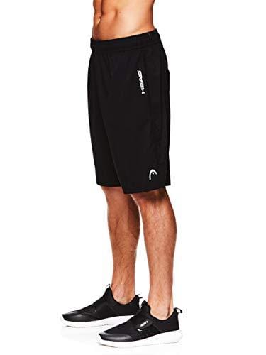 HEAD Men's Break Point Mesh Insert Workout Gym & Running Shorts w/ Elastic Waistband & Drawstring - Break Black, Medium