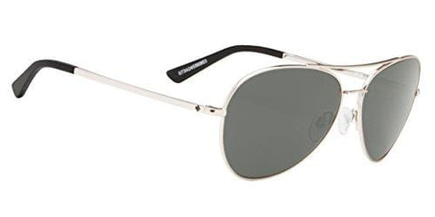 Spy Optics Whistler Aviator Sunglasses, Silver/Happy Gray/Green, 1.5 mm