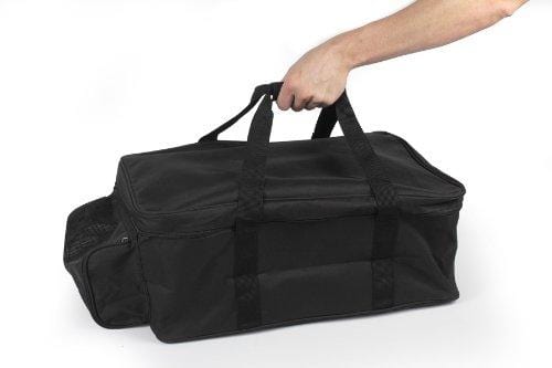 Camco Stainless Steel Portable Propane Gas Grill, Convenient Size For Tailgating, Camping, RV, Picnicking, Home and Boats, Includes Storage Bag (125 Square Inches Of Cooking Surface)