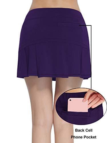 Women's Workout Active Skorts Sports Tennis Golf Skirt Built-in Shorts Casual Workout Clothes Athletic Yoga Apparel Deep Purple