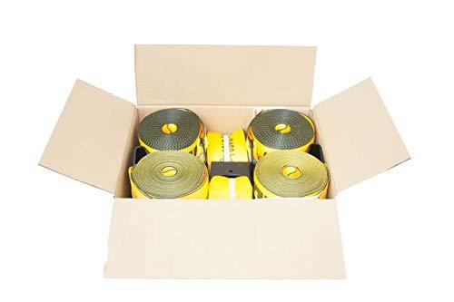 Mytee Products Kinedyne Winch Straps 4" x 30" Gold Heavy Duty Tie Down w/Flat Hooks WLL# 5400 lbs | 4 Inch Cargo Control for Flatbed Truck Utility Trailer (10 Pack)