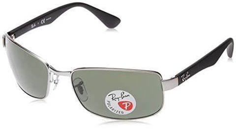 Ray-Ban Men's Rb3478 Polarized Rectangular Sunglasses, Gunmetal, 59.8 mm