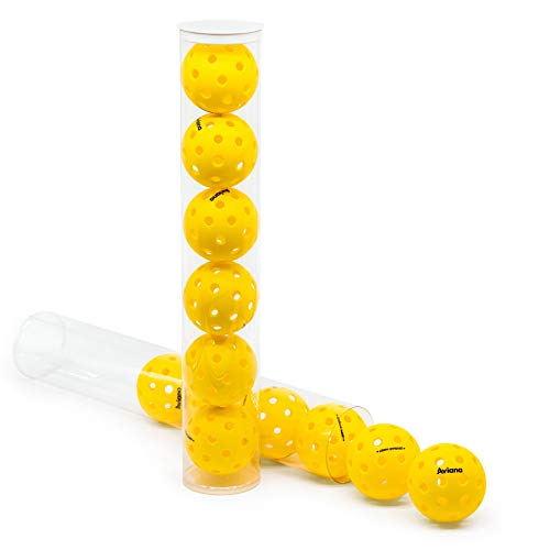 Pickleball Ball Set | Professional USAPA Approved for Sanctioned Tournament Play | 40 Holes & Specifically Designed for Outdoor Courts | Yellow, 6 or 12 Balls Pack (Yellow 12 Balls Pack)