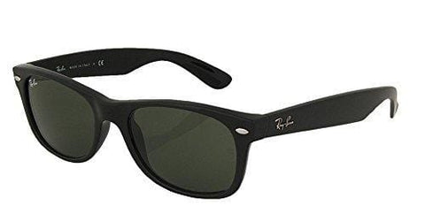 Ray-Ban RB2132 New Wayfarer Sunglasses Unisex (Matte Black Frame Solid Black G15 Lens, 52)