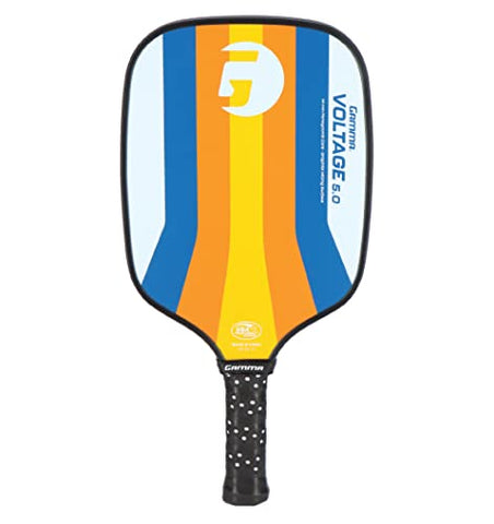 GAMMA Sports 5.0 Pickleball Paddle, Graphite Pickleball Paddle with Polypropylene Core and Honeycomb Grip, Blue and Orange, 4 (1/4)