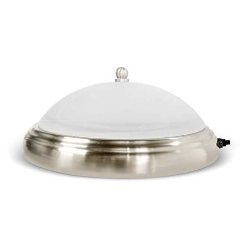 Dream Lighting 12volt DC LED Glass Ceiling Light Fixture for RV Boat Trailer Interior Decor, Round Overhead Light Roof Dome Light with Switch -Bright Warm White, 9.6 inch / 245mm