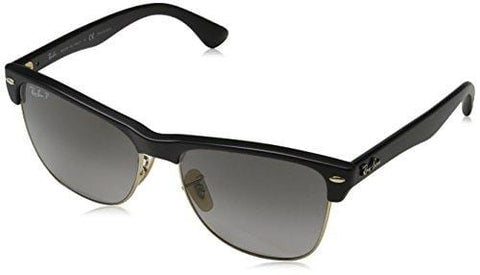 Ray-Ban Men's Clubmaster Oversized Polarized Square Sunglasses, Demi Gloss Black, 57 mm