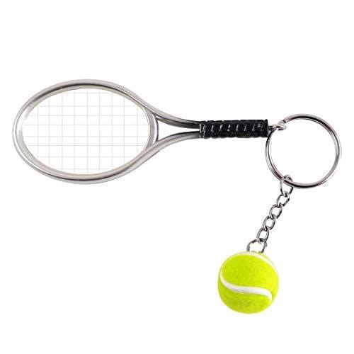 Pakala66 Tennis Racket Keychain Sport Style Tennis Ball Keyring Great Tennis Gift for Sport Lovers, 6 Color Set