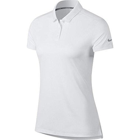 NIKE Women's Dry Short Sleeve Golf Polo, White/Flat Silver, Small