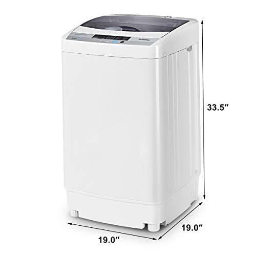 Giantex Full-Automatic Washing Machine Portable Compact 1.6 Cu.ft Laundry Washer Spin with Drain Pump, 10 programs 8 Water Level Selections with LED Display 10 Lbs Capacity
