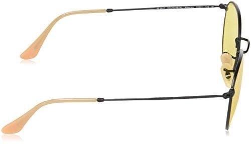 Ray-Ban Men's Round Metal Sunglasses, Matte Black/Yellow Photocromic, 50 mm