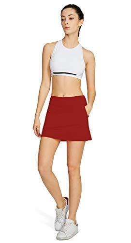 Cityoung Women's Golf Pleated Flat Skort with Pockets L,Valiant Poppy