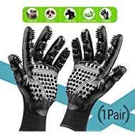 Magicfly Pet Grooming Glove, Enhanced Five Finger Design Pet Glove for Cats, Dogs & Horses with Long or Short Fur, Gentle Deshedding Brush Glove, Rubber Tips for Massage, Black,1 Pair (M)
