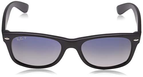 Ray-Ban Unisex New Wayfarer Polarized Sunglasses, Black/Polarized Blue/Grey Gradient, Blue Gradient Grey, 55mm