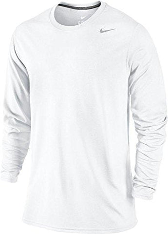 Nike Mens Legend Poly Long Sleeve Dri-Fit Training Shirt White/Carbon Heather 377780-100 Size Large