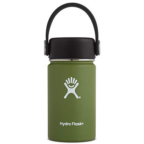 Hydro Flask 12 oz Wide Mouth Double Wall Vacuum Insulated Stainless Steel Leak Proof Sports Water Bottle, Wide Mouth with BPA Free Flex Cap, Olive