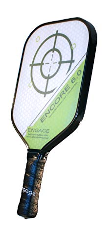 Engage Encore 6.0 Pickleball Paddle | USAPA Approved | Textured FiberTEK High Compression Fiberglass Face & ControlPRO II Polymer Core | LITE Weight 7.5 - 7.8 oz | Green | 4 ⅜” Grip